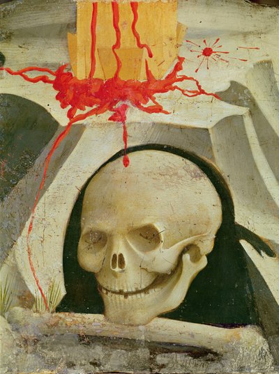 Crucifixion and Saints (detail of the skull at the foot of the Cross) by Fra Angelico